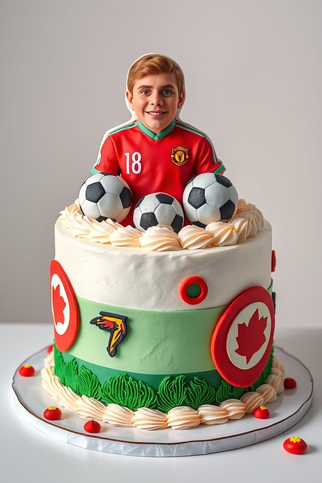 soccer player themed cake