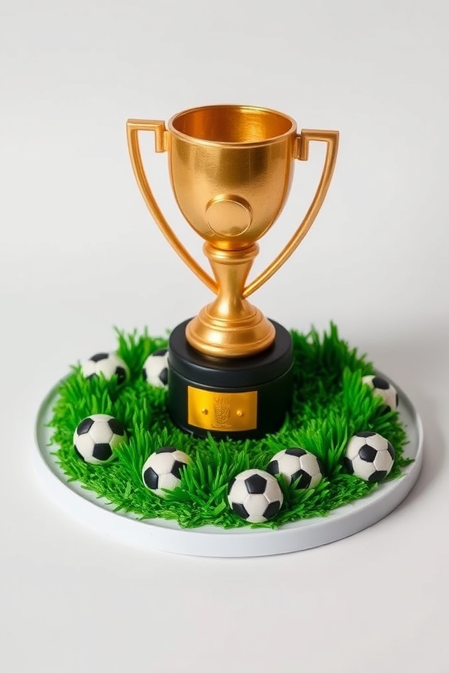 soccer trophy cake decoration