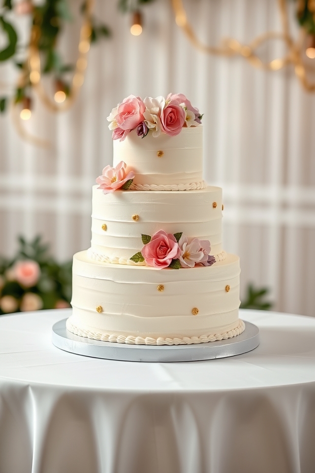 sophisticated floral tiered cake