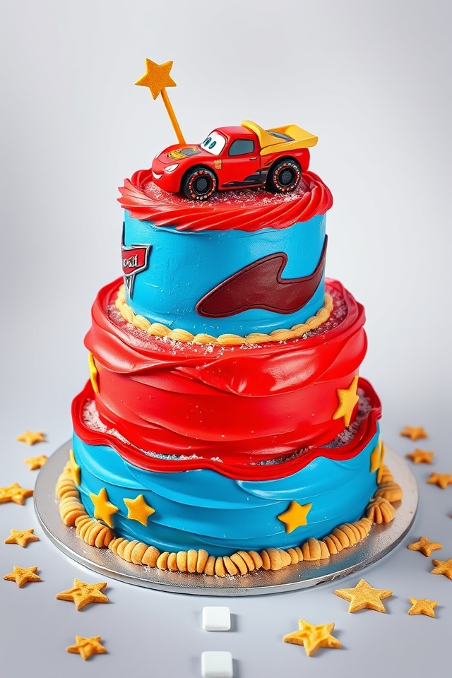 sparkling cars theme cake