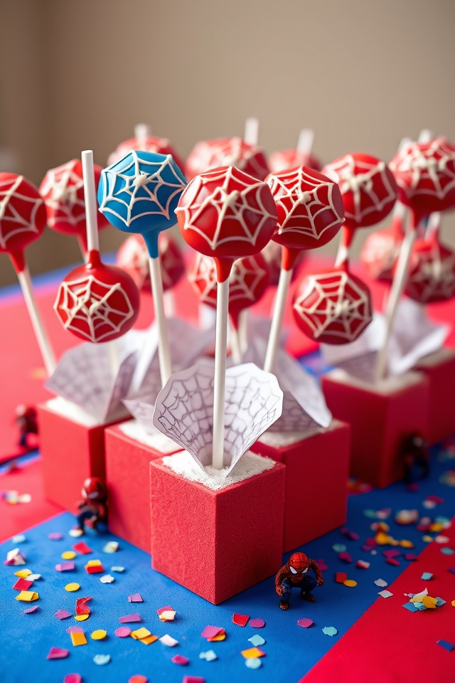 spiderman themed cake pops