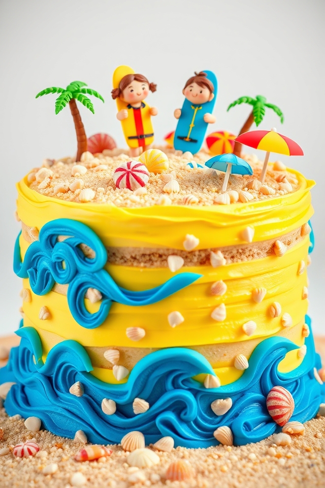 spongebob beach themed birthday cake