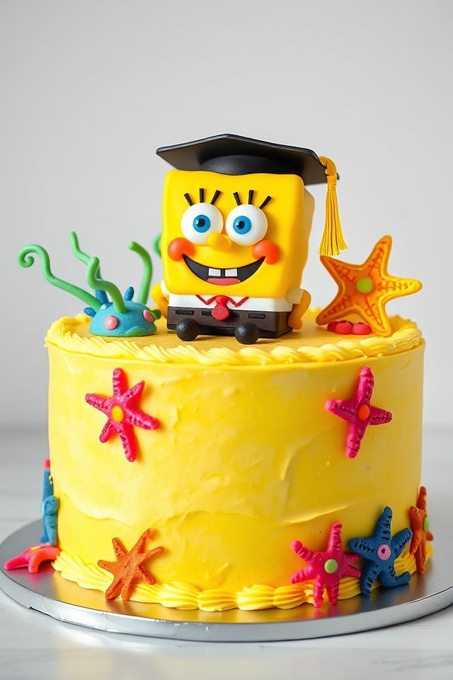 spongebob graduation cake celebration