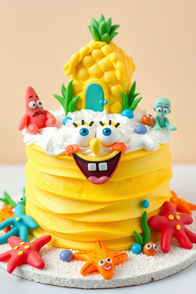 spongebob themed celebratory cake