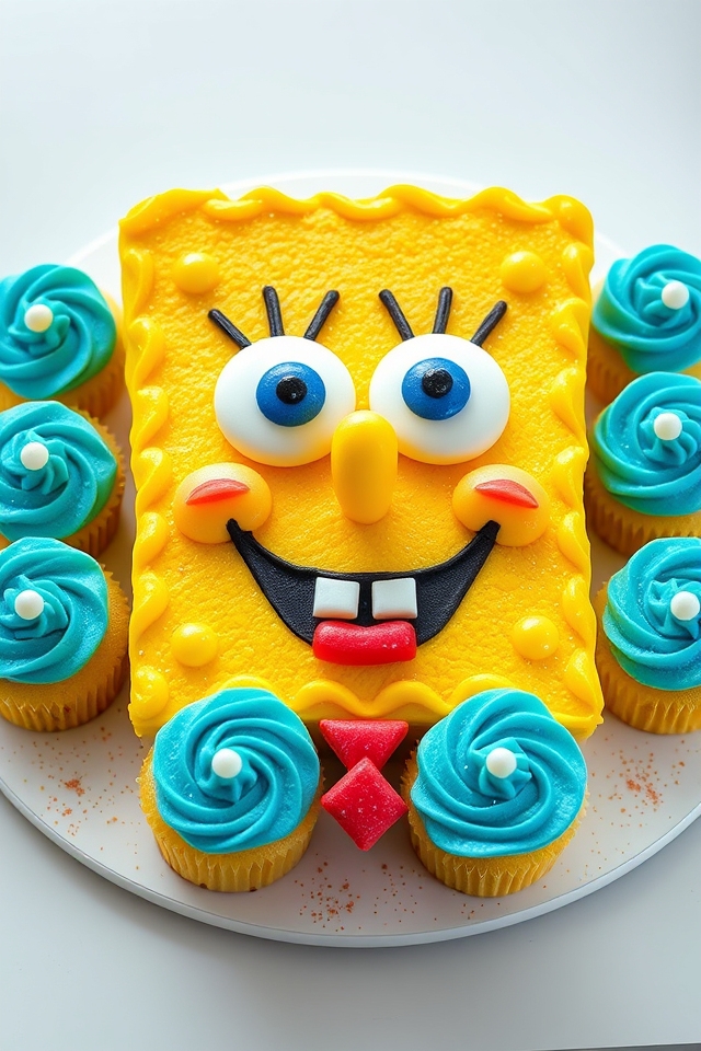 spongebob themed cupcake cake