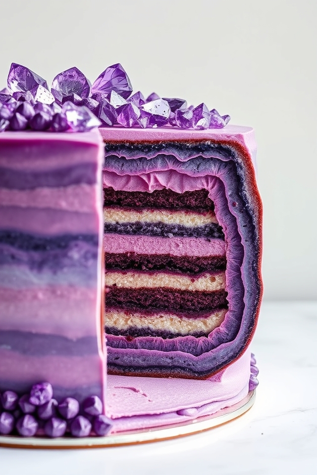 stunning amethyst geode dessert