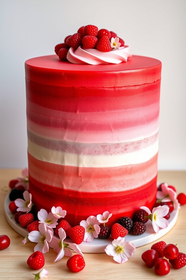 stunning red ombre cake