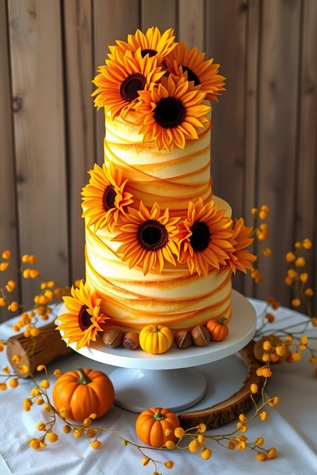 sunflower themed autumn dessert