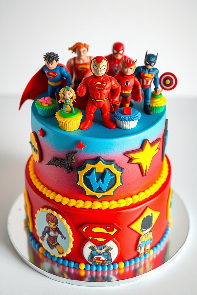 superhero themed celebration cake