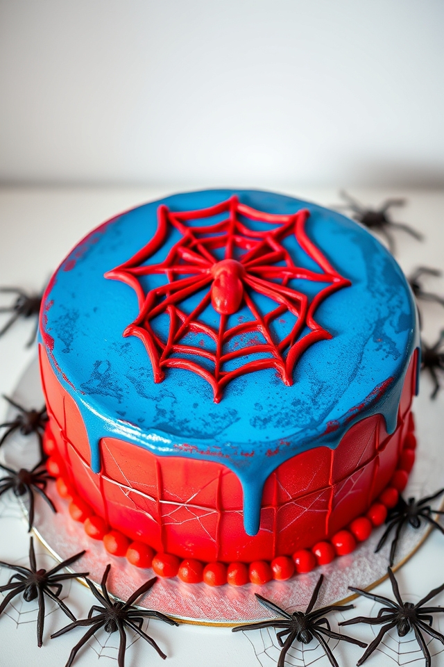superhero themed spider man cake