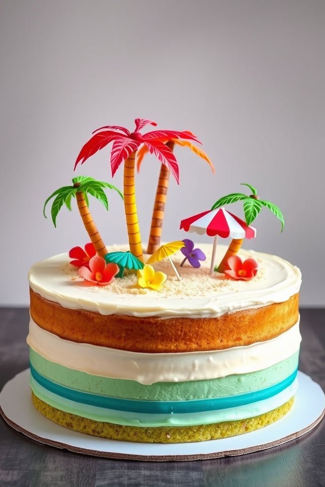 tropical beach themed cake delight