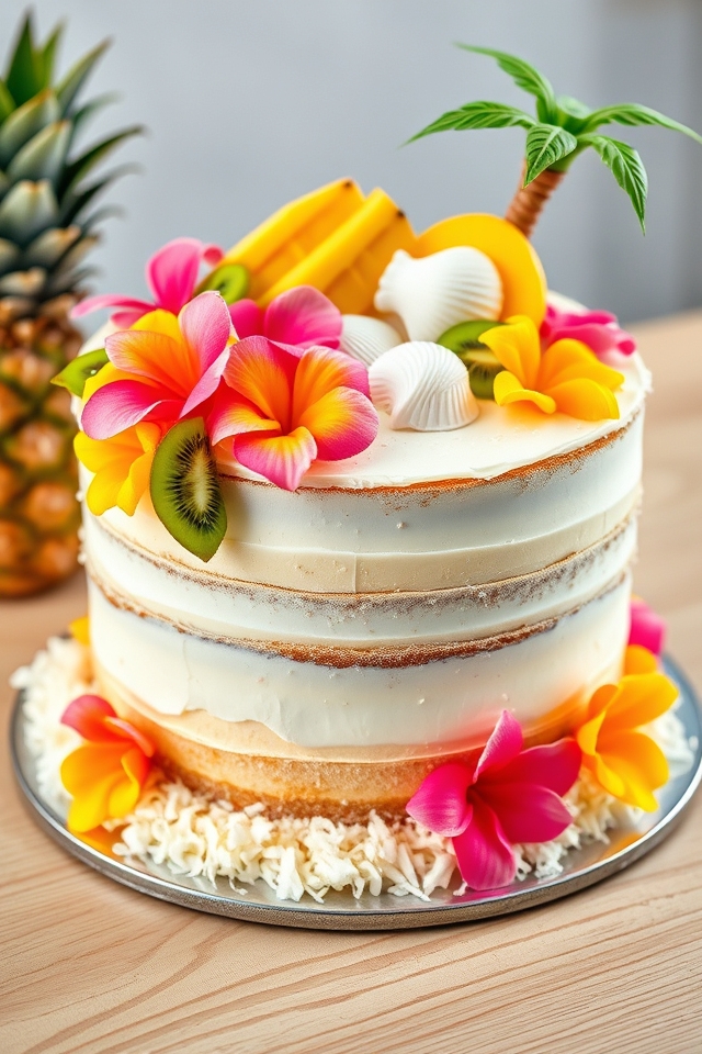 tropical cake with fruits