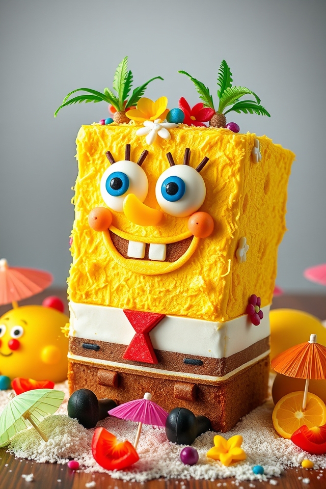 tropical spongebob cake decorations