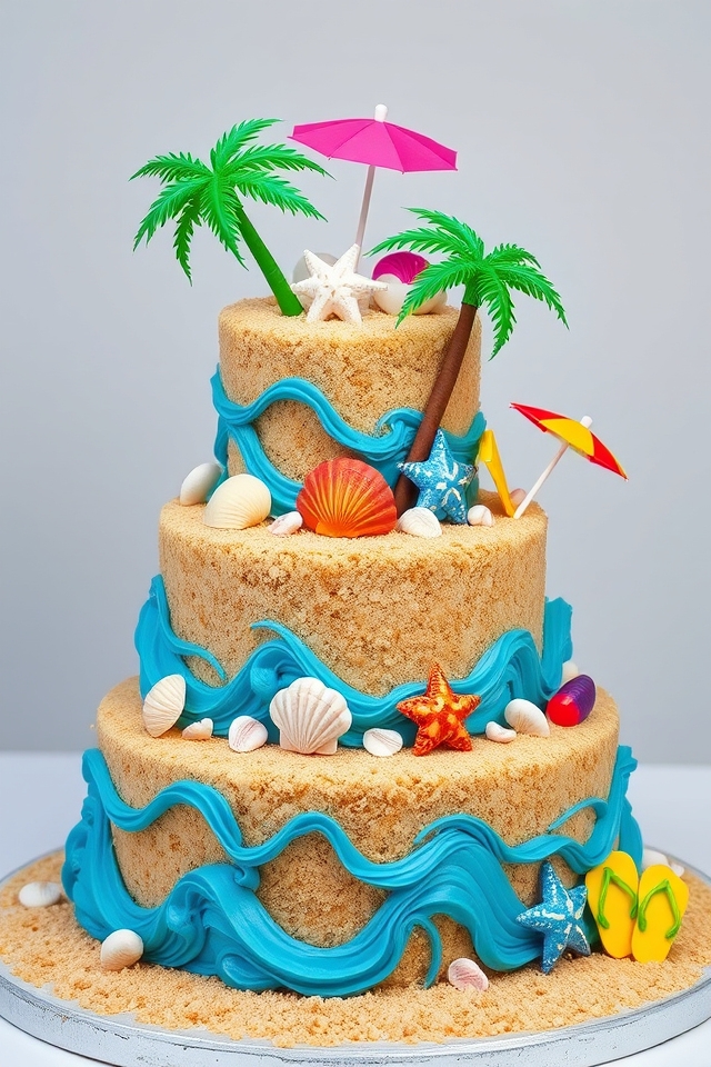 tropical themed retirement party cake