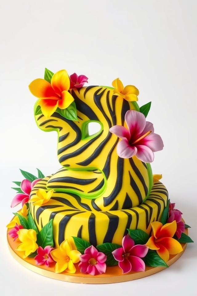 tropical zebra number cake