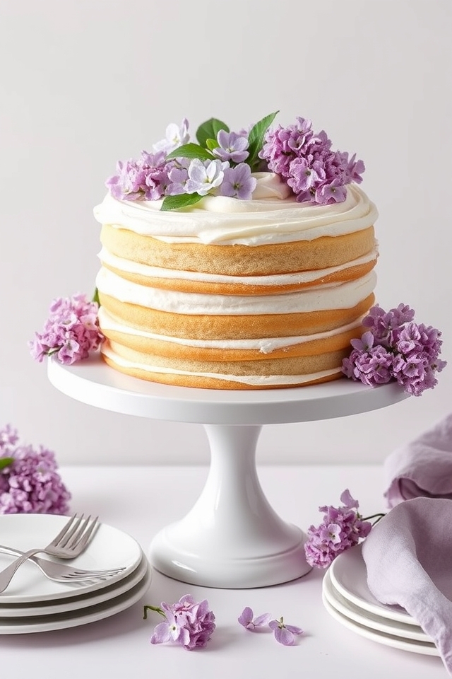 vanilla lilac floral cake