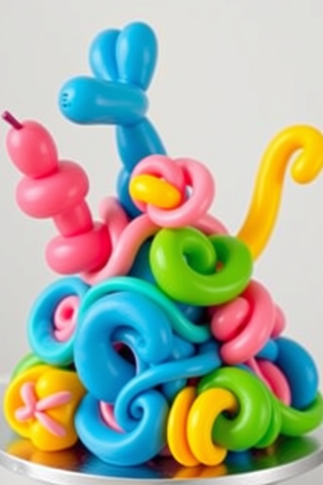 vibrant balloon animal cake