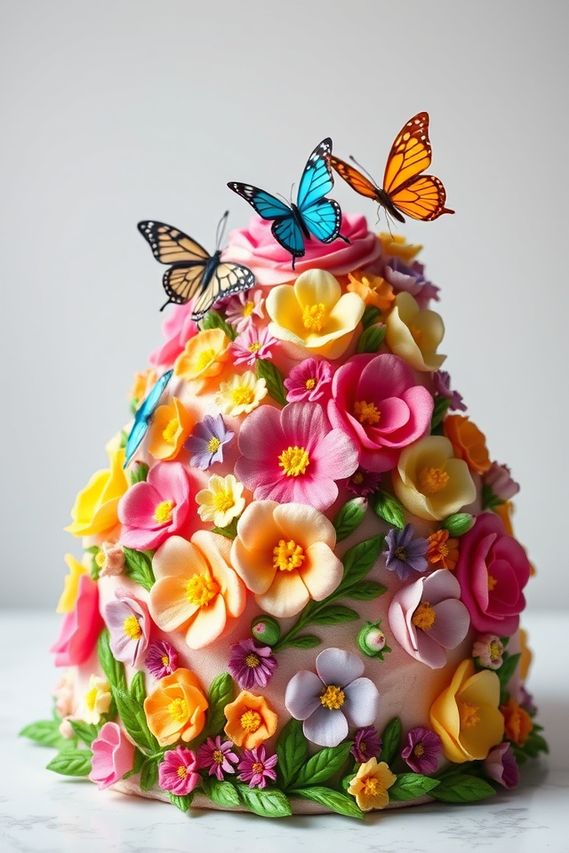 vibrant buttercream butterfly garden