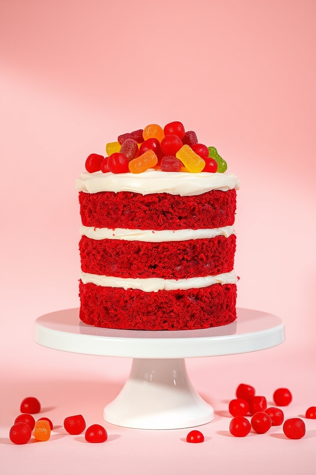 vibrant candy adorned cake