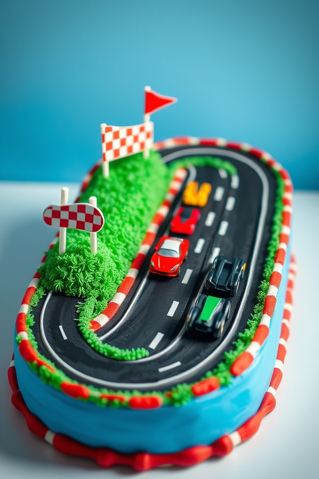 vibrant car playground cake