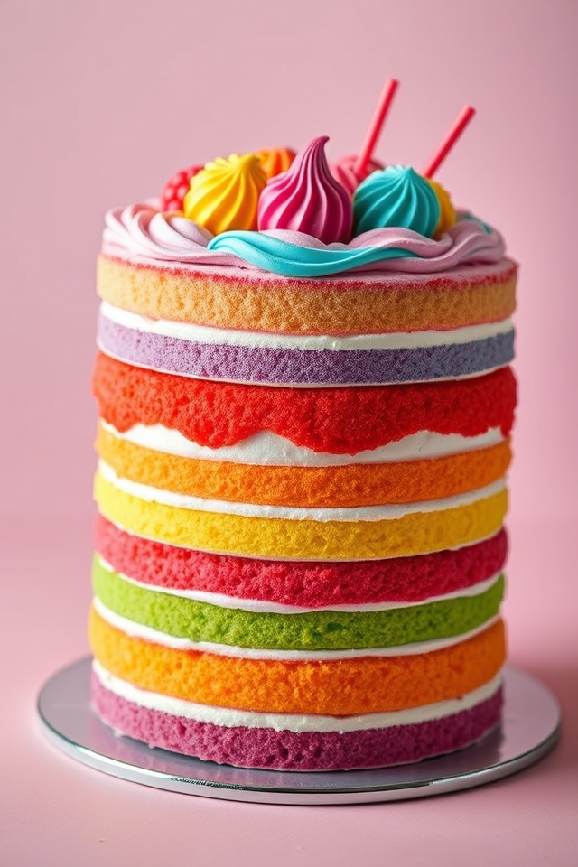 vibrant colorful animal cake