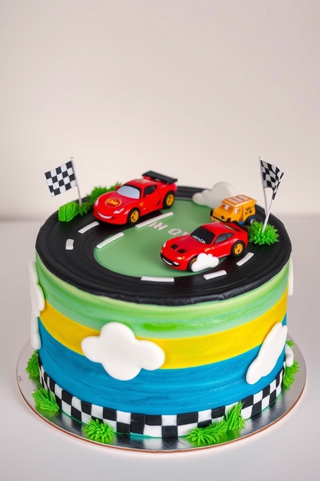 vibrant disney cars cake