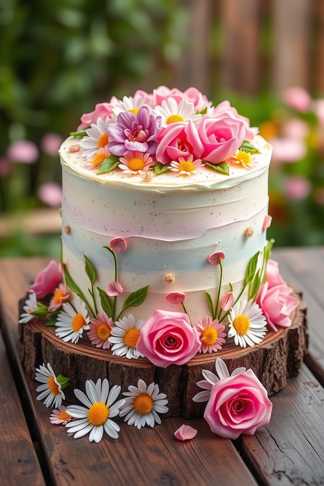 vibrant floral design cake