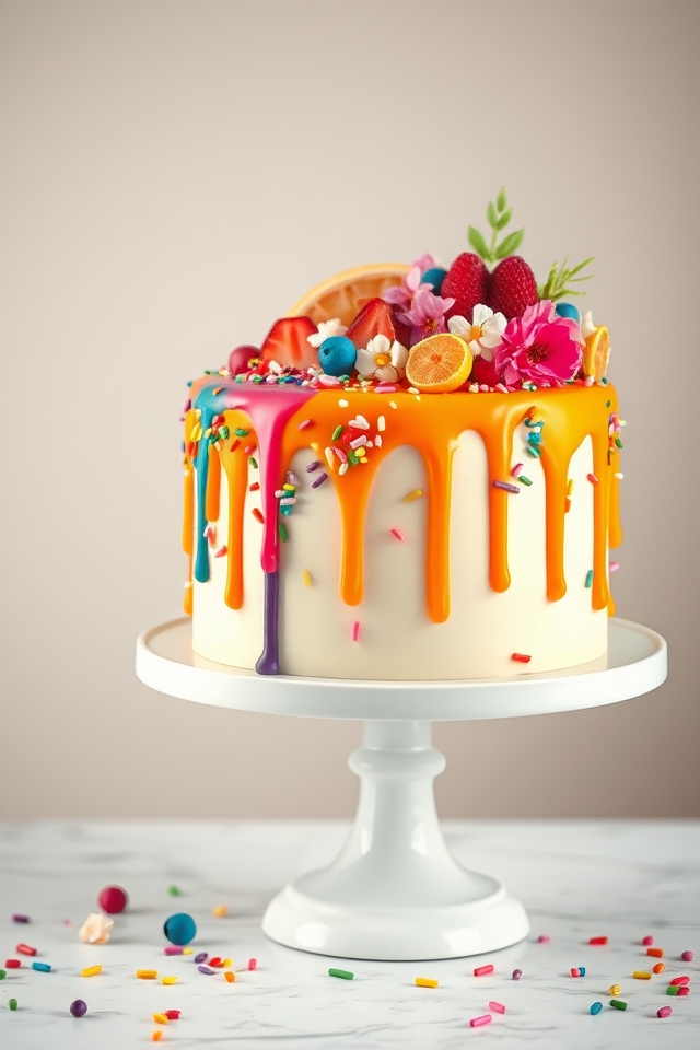 vibrant ganache waterfall centerpiece