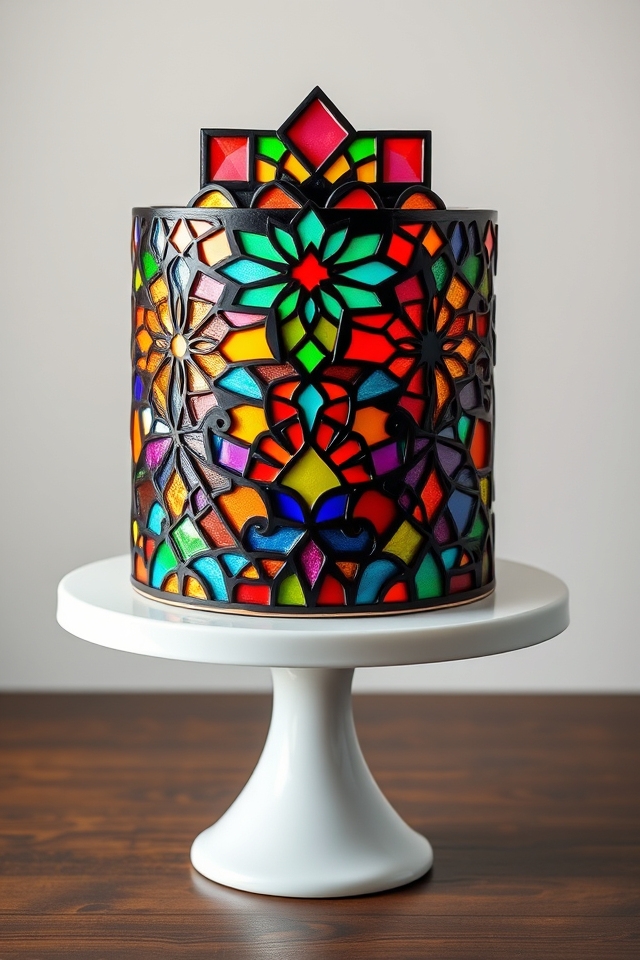 vibrant geometric stained glass