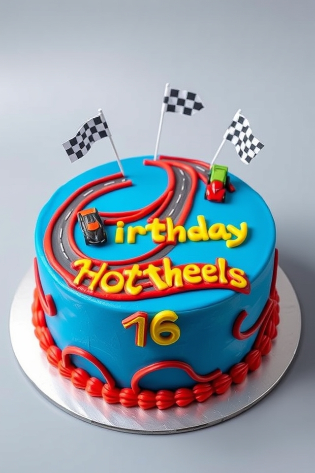 vibrant hot wheels cake