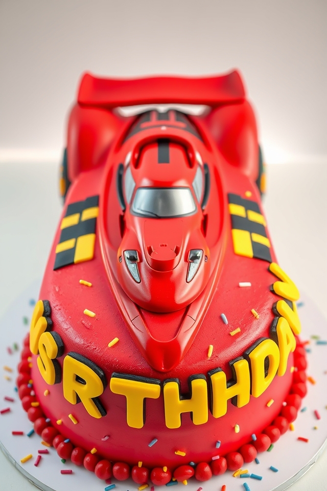 vibrant lightning mcqueen cake