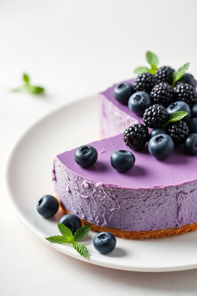 vibrant purple berry cheesecake