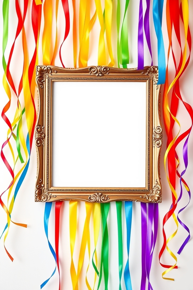 vibrant rainbow streamers frame