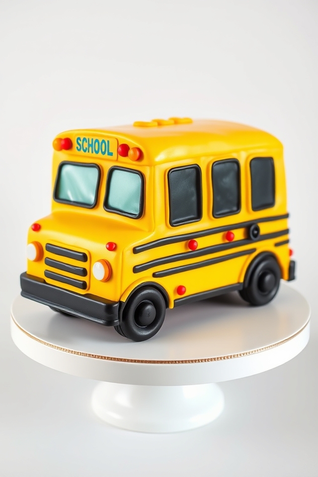 vibrant school bus cake