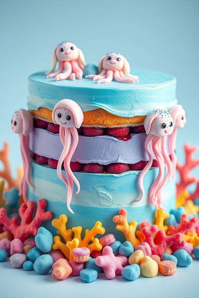 vibrant underwater themed cake
