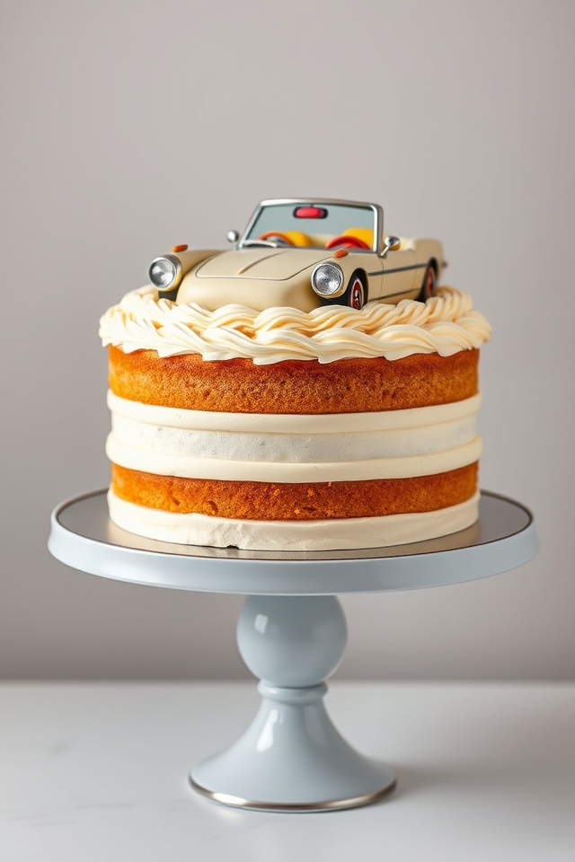 vintage car themed cake