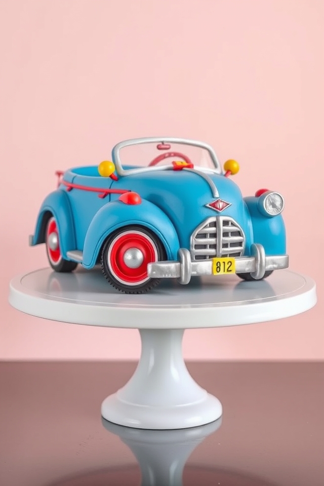 vintage car themed cake