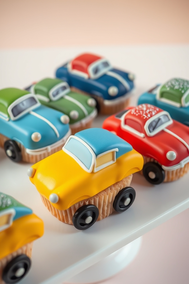 vintage car themed cupcakes