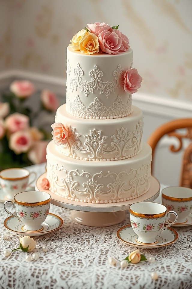 vintage floral tea cake