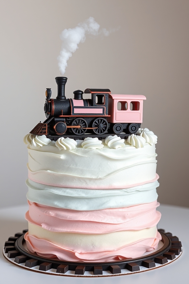 vintage train birthday cake