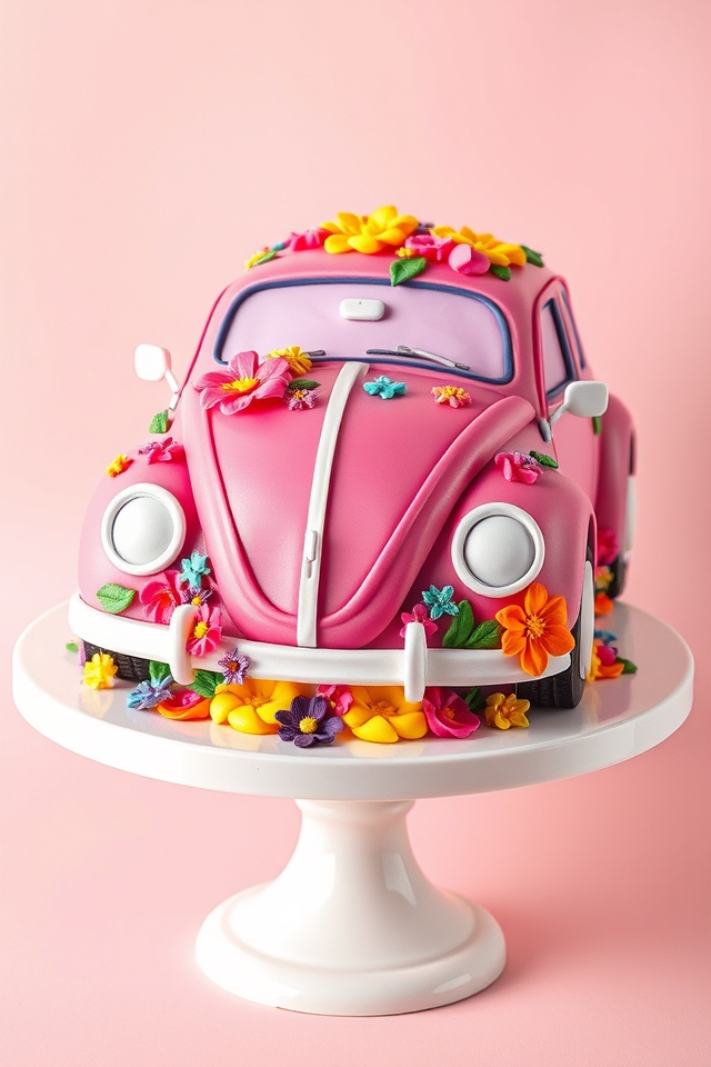 vw beetle themed cake