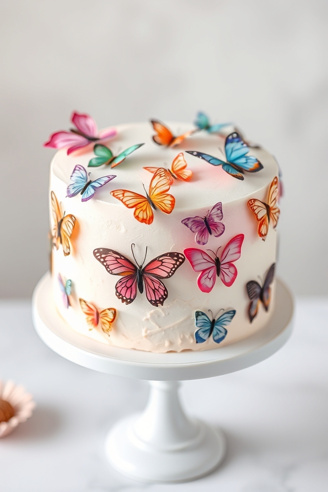 watercolor butterfly cake design