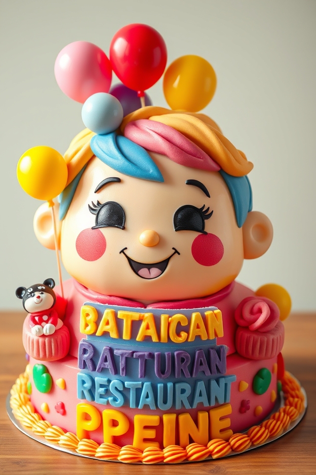 whimsical cartoon character cake
