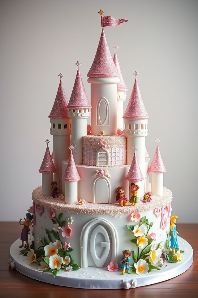 whimsical castle birthday cake