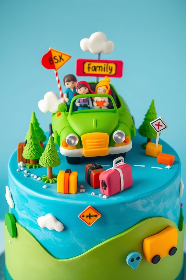 whimsical family road trip cake