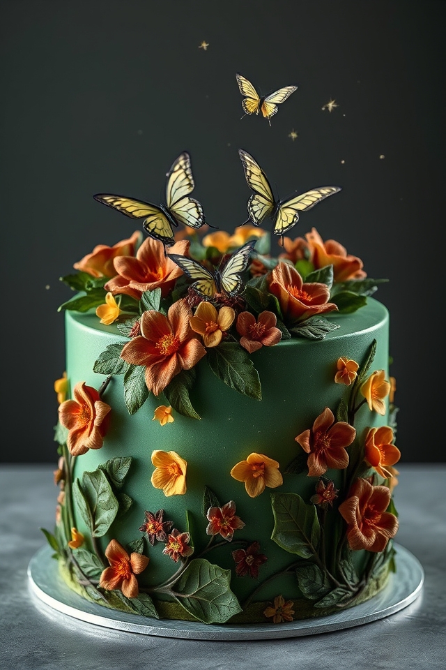 whimsical floral enchanted cake