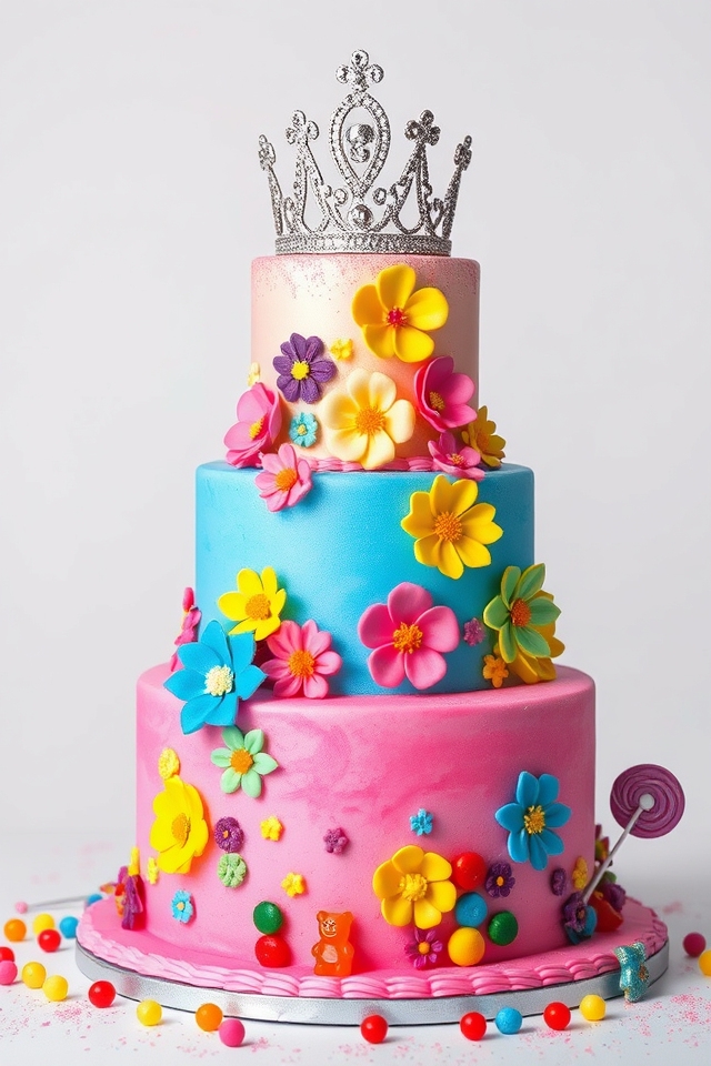 whimsical multi tiered cake