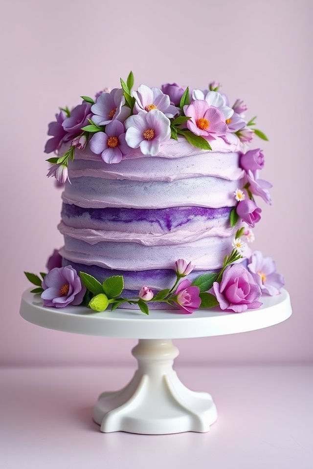 whimsical purple floral cake