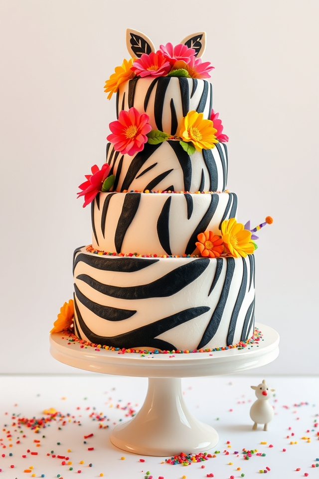 whimsical striped birthday cake