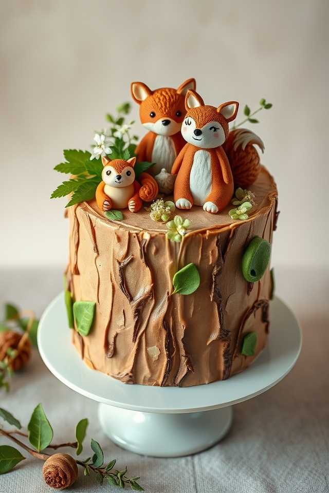 whimsical woodland animal cake